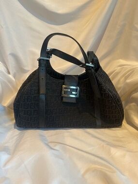 Authentic Fendi Zucchino Piccola Black Handbag